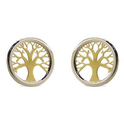 PENDIENTES ARBOL DE LA VIDA 8MM PRESION BICOLOR. - RG4081