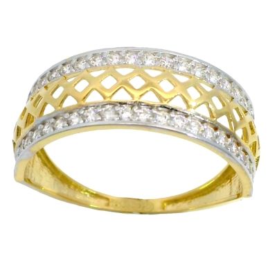 SORTIJA BICOLOR CALADA ROMBOS. - RG10