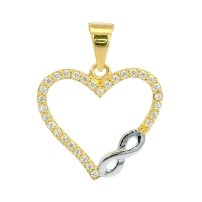 COLGANTE CORAZON CON INFINITO Y CIRCONITAS.16x16MM. - RG26