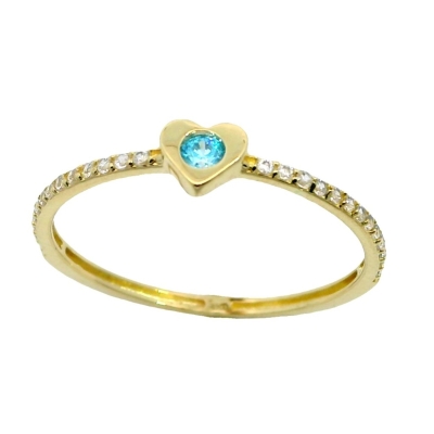 SORTIJA CORAZON CON CIRCONITA AZUL. - RG1