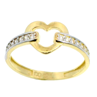 SORTIJA CORAZÓN CALADO Y CIRCONITAS. - RG23