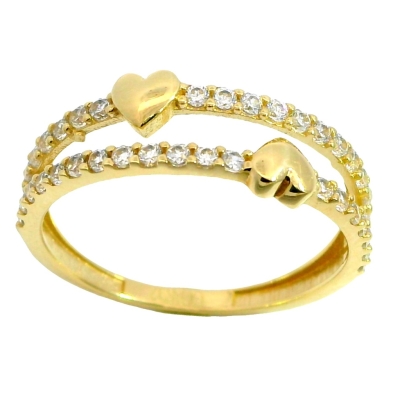 SORTIJA DOS CORAZONES Y CIRCONITAS. - RG12