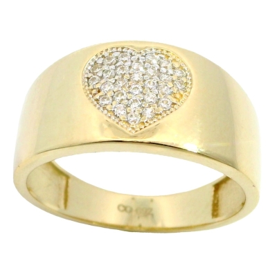 SORTIJA GRUESA CORAZON DE CIRCONITAS. - RG5991