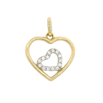 COLGANTE DOBLE CORAZON CON CIRCONITAS.13x12MM. - RG34