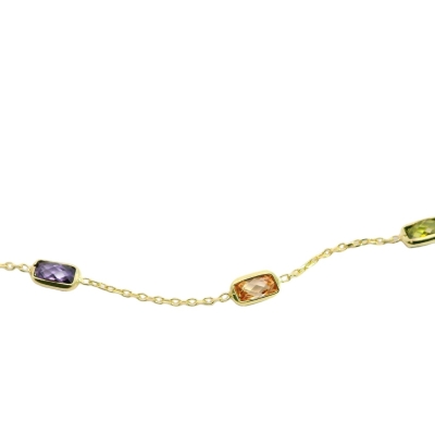 GARGANTILLA PIEDRAS COLOR BOCEL RECTANGULAR Y BOLAS TRICOLOR.CADENA 45CM - RG28