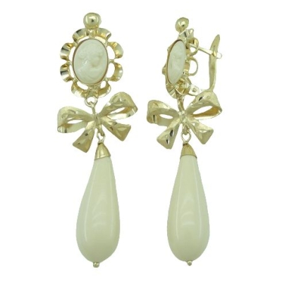 PENDIENTES ARQUILLO 10x8MM COLOR MARFIL.CON LAZO. - RG7381/LM