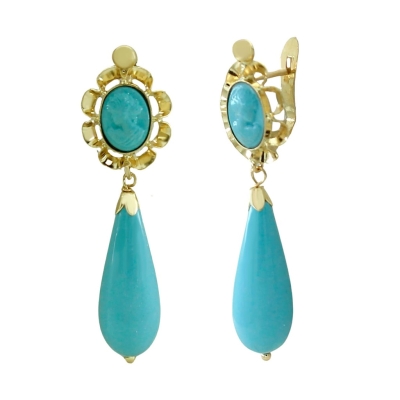 PENDIENTES ARQUILLO 6x4MM,COLOR TURQUESA.35MM.CATALAN - RG8277T