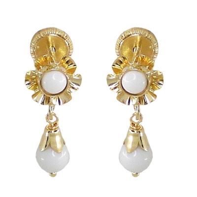 PENDIENTES ARQUILLO BOLA COLOR MARFIL .TORNILLO.15MM. - RG1516/2M