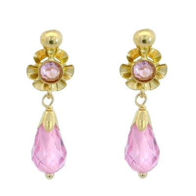 PENDIENTES ARQUILLO BOLA CRISTAL ROSA TORNILLO.20MM. - RG6049/2R
