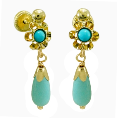 PENDIENTES ARQUILLO PERITA COLOR  TURQUESA.TORNILLO.20MM. - RG6049/4T