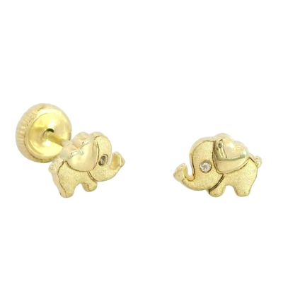 PENDIENTES ELEFANTE SATINADO CON CIRCONITAS.8x6MM. - RG5979