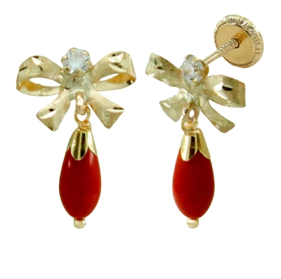 PENDIENTES LAZO GARRA 2'5MM PERITA 8x4 CORAL - RG6047C