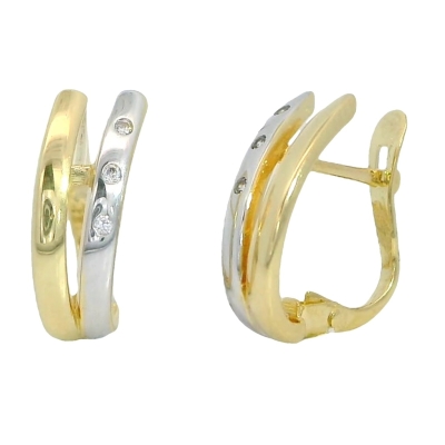 PENDIENTES MEDIO ARO DOBLE BANDA BICOLOR. - RG62