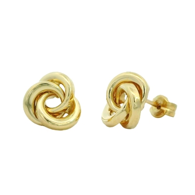 PENDIENTES NUDO TRIPLE AMARILLO 9MM.PRESION - RG3524