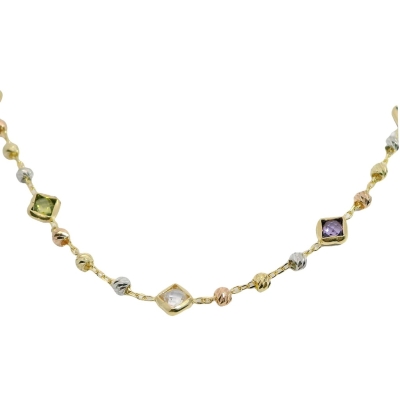 PULSERA CIRCONITAS COLOR BOCELADAS Y BOLAS TRICOLOR. - RG00029PU