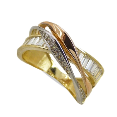 SORTIJA TRICOLOR CIRCONITAS BAGUETTE - RG4745