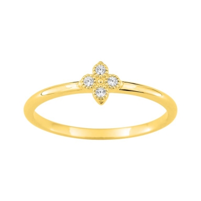 Anillo de Oro Amarillo 18K con 4 Diamantes Naturales, 0,04 ct. - ARY181763730