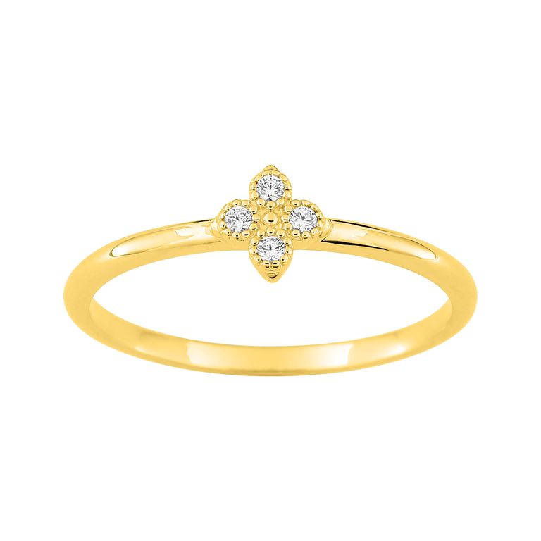 Anillo de Oro Amarillo 18K con 4 Diamantes Naturales, 0,04 ct. - ARY181763730