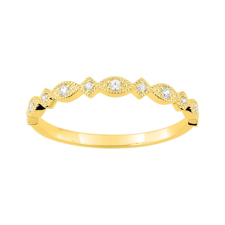 Anillo de Oro Amarillo 18K con 11 Diamantes talla Brillantes, 0,08 ct - ARY181763830