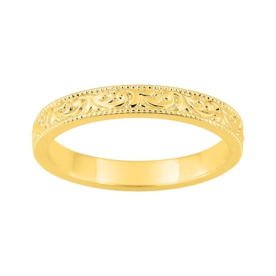 Alianza en oro amarillo de 18k, plana y lisa, 3 mm de ancho, con acabado combinado y interior plano.. - ARY181767500