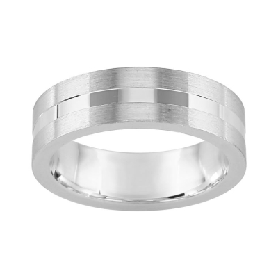 Alianza de Plata 925 Acabado Mate con Banda Central Brillante, 6 mm - ARYAG337281