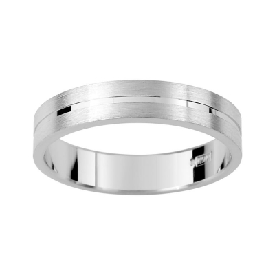 Alianza de Plata 925 Satinada con Ranuras, 4 mm - ARYAG337389