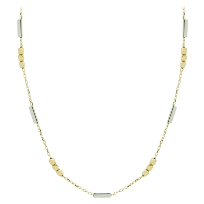 GARGANTILLA TUBOS ORO BLANCO Y BOLAS. - RG5782