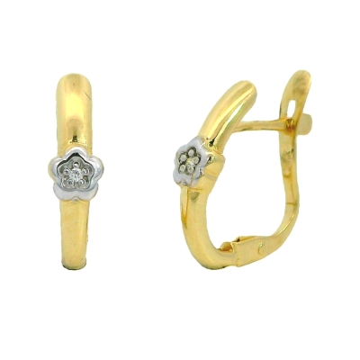 PENDIENTES MEDIO ARO  BICOLOR FLOR CIRCONITA. - RG65