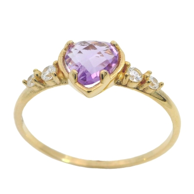 SORTIJA CON AMATISTA FORMA DE CORAZON DE 6x6MM. - RG79