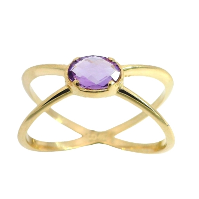 SORTIJA DOBLE CUERPO Y AMATISTA DE 6x4MM. - RG78