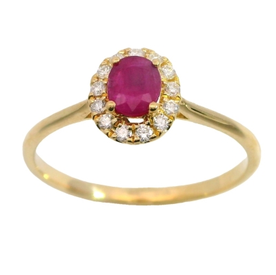 SORTIJA RUBI OVAL 0.25CT BRILLANTES 0.12 CT TW  H-SI - RGB4187R