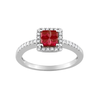 Anillo Oro 18k Rubí y Diamante - ARY1816025R1