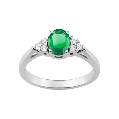 Anillo Oro 18k Esmeralda y Diamante - ARY1816101E1