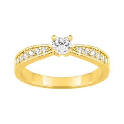 Anillo en oro amarillo de 18k con 13 diamantes brillantes (0.48 ct, GH-P1) - ARY181776230
