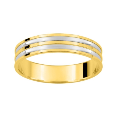 Alianza de Oro 18k Amarillo/Blanco, rodio, 4 mm- ARY9AR9210B40