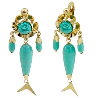 PENDIENTES ARQUILLO 8MM. PERITAS COLOR TURQUESA .42MM - RG8488T