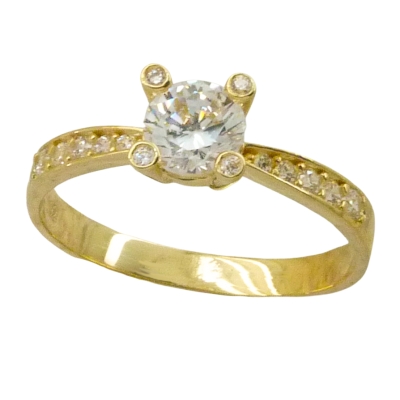 SORTIJA CIRCONITA REDONDA CUATRO GRAPAS. - RG4406