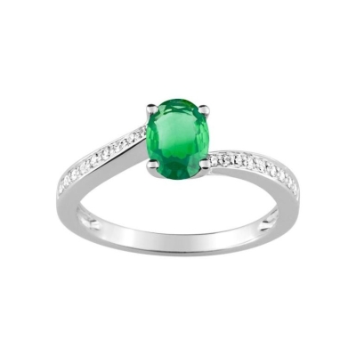 Anillo Oro Blanco 18k Esmeralda - ARY1816094E1