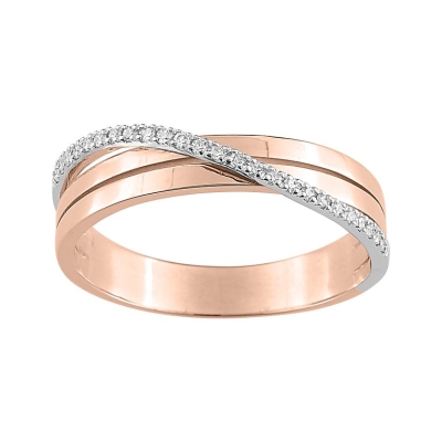 Anillo en oro rosa de 18k con 24 diamantes talla brillante (0.08 ct, GH-SI) - ARY183C169KB2