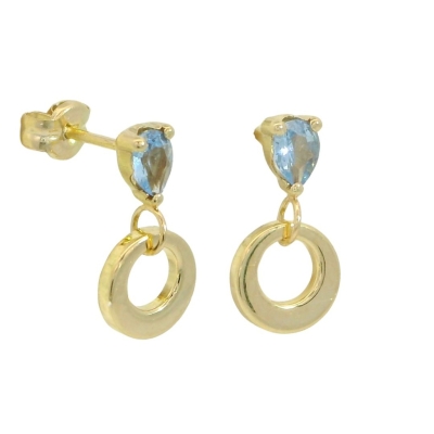 PENDIENTES LARGOS CON PIEDRA EN COLOR AGUA MARINA - RG94