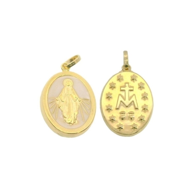 MEDALLA VIRGEN MILAGROSA OVAL  CON NÁCAR 8X10MM. - RG5932/1N