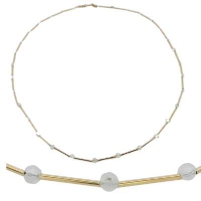 GARGANTILLA TUBOS CON PIEDRA LUNA SEMIPRECIOSA - RG00137N