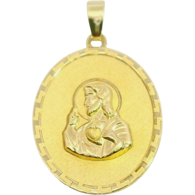 MEDALLA SAGRADO CORAZON DE JESUS OVAL CON GRECA.15X19MM - RG98