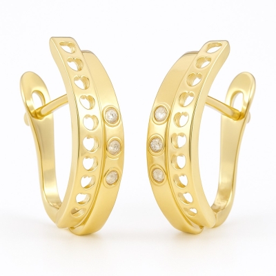 MEDIOS AROS BANDA 3 PIEDRA Y BANDA CORAZON .CIERRE  CATALAN - RG122