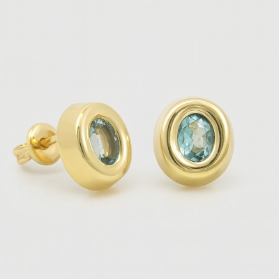 PENDIENTES CHATON OVAL 7x6MM PIEDRA SEMI PRECIOSA DE 4x3MM. - RG127