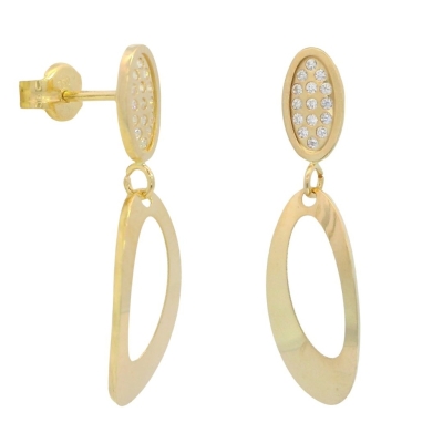 PENDIENTES LARGOS 23x6MM CON CIRCONITAS.PRESION - RG142