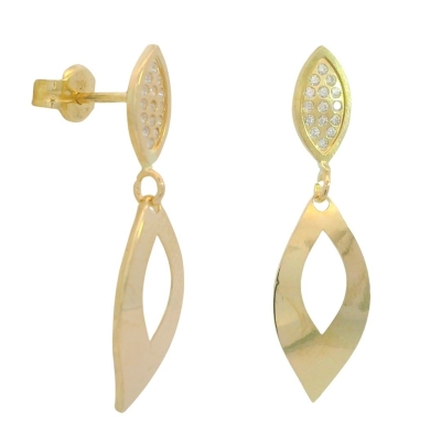 PENDIENTES LARGOS 25x6MM CON CIRCONITAS. PRESION - RG141