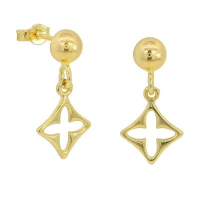 PENDIENTES MEDIA BOLA Y  FLOR.15MM. - RG107