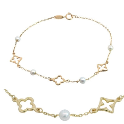 PULSERA FLORES Y PERLAS.17CM. - RG00101PU