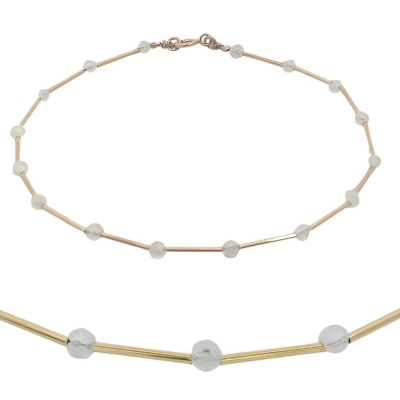 PULSERA TUBOS Y PIEDRA  LUNA SEMIPRECIOSA.17 CM - RG00137PUN